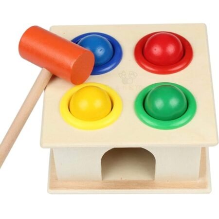 Wooden Hammer Ball Knock Pounding Bench with Box